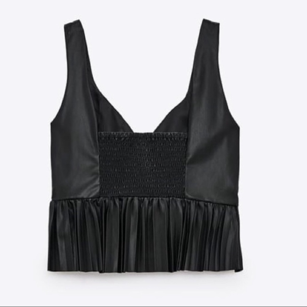 Zara Faux leather bustier. Sz L new w/ tags - Picture 2 of 4